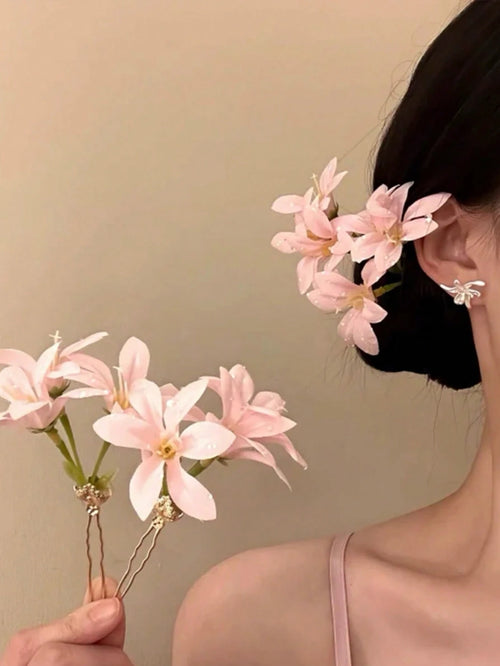 2pcs Floral U-Shaped Hair Clips