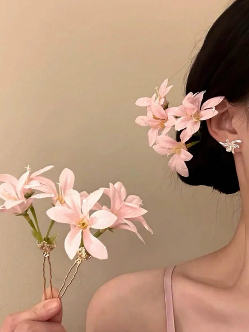 2pcs Floral U-Shaped Hair Clips