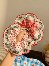 Polka Dot Plaid Lace Scrunchies Set