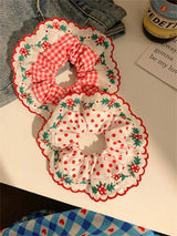 Polka Dot Plaid Lace Scrunchies Set