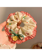Polka Dot Plaid Lace Scrunchies Set