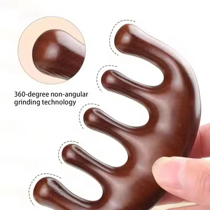 Organic Cecret Sandalwood Comb, showcasing its ergonomic design and fine craftsmanship.