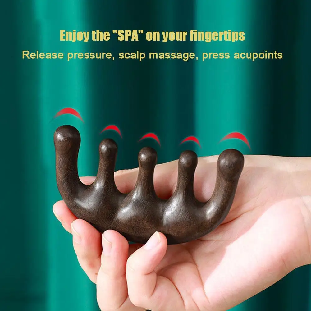 Organic Cecret Sandalwood Comb gently massaging the scalp, promoting blood circulation and hair growth.