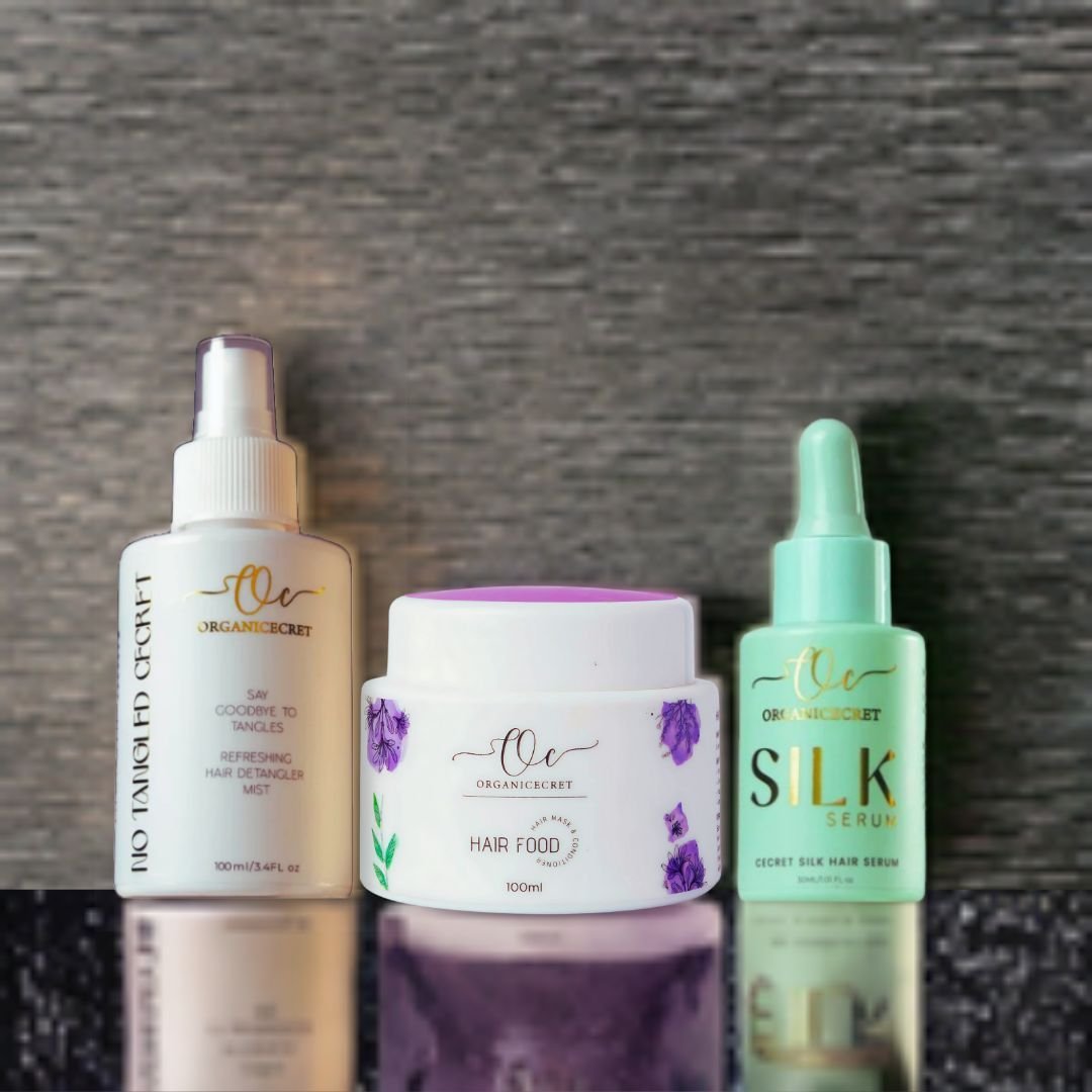 Shine Ritual Hair Care Bundle – Hair Food, Silk Serum, and No Tangled Spray for smooth, frizz-free and shiny hair
