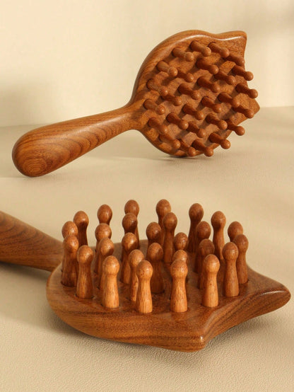 Wooden Wide Tooth Comb – Cute Cat Detangling Brush