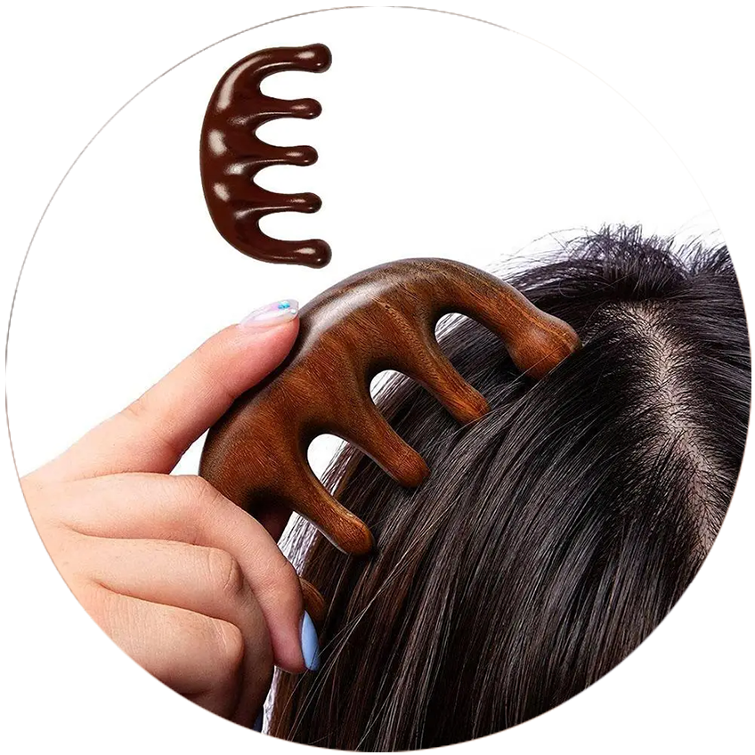 Natural Sandalwood Massage Comb for Gentle Detangling, Hair Growth & Scalp Stimulation – Organic Cecret