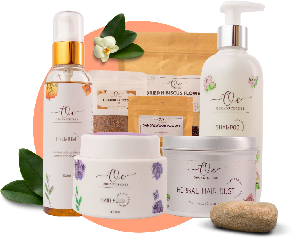 Discover the Organic Cecret Hair Care Range. Our products, including premium hair oil, hair masks, conditioners, and more, are designed to nourish and revitalize your hair naturally.