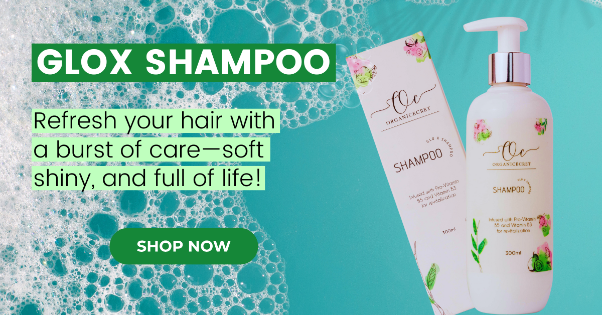 Organic Cecret GloX Shampoo – a gentle, sulfate-free formula infused with natural ingredients to cleanse, nourish, and add shine for healthier, stronger hair.