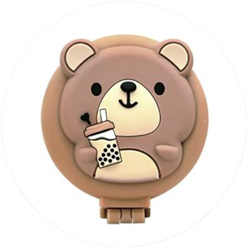 Adorable Bear-Themed Mini Brush with Mirror – Foldable, Travel-Friendly & Perfect for Quick Touch-Ups | Organic Cecret