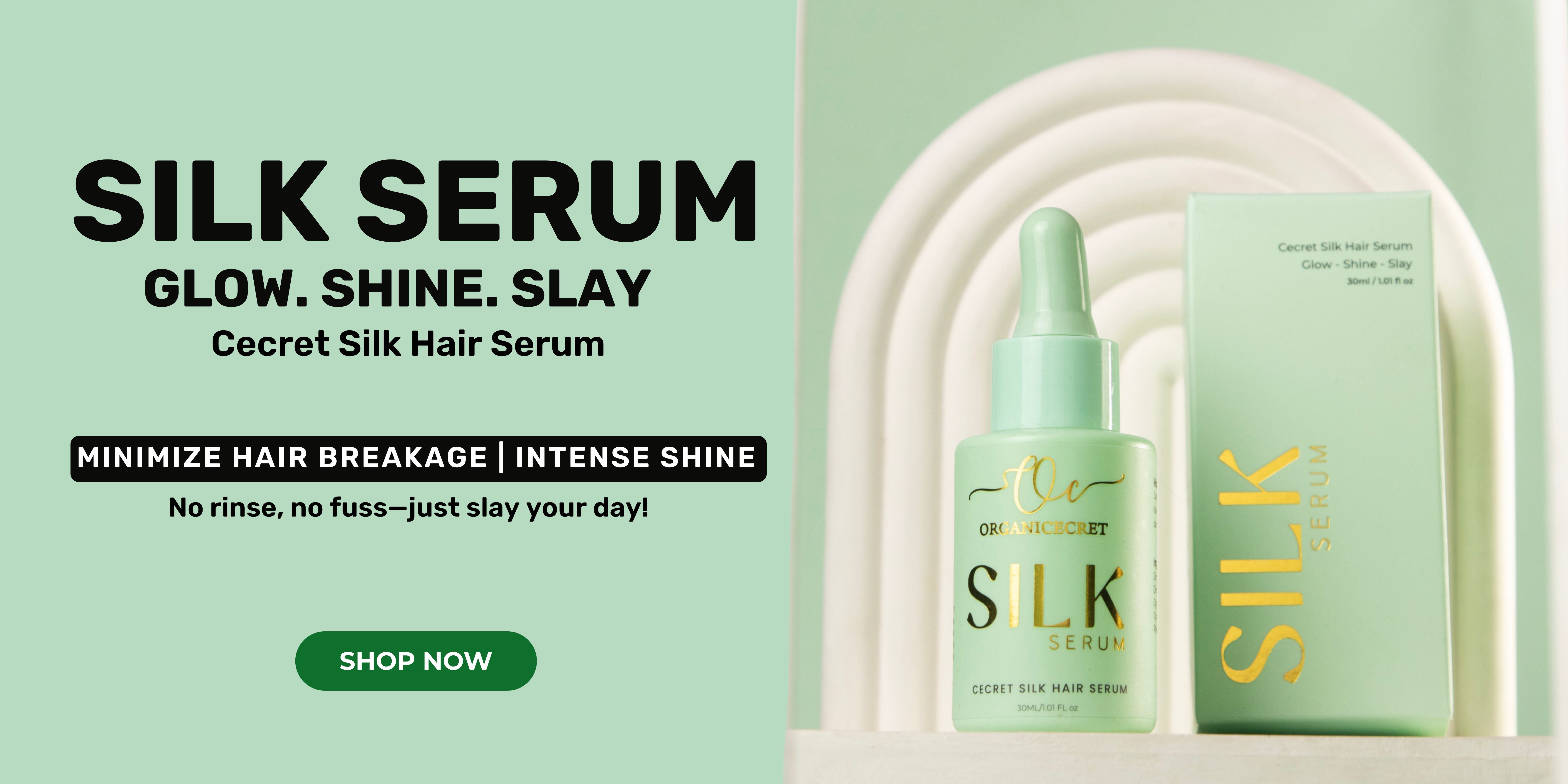 Secret Silk Hair Serum – Tames Frizz, Adds Shine & Strengthens Hair for a Salon-Perfect Finish