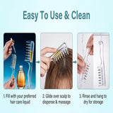 Organicecret Transparent pink liquid guide hair comb with stainless steel ball teeth for scalp application