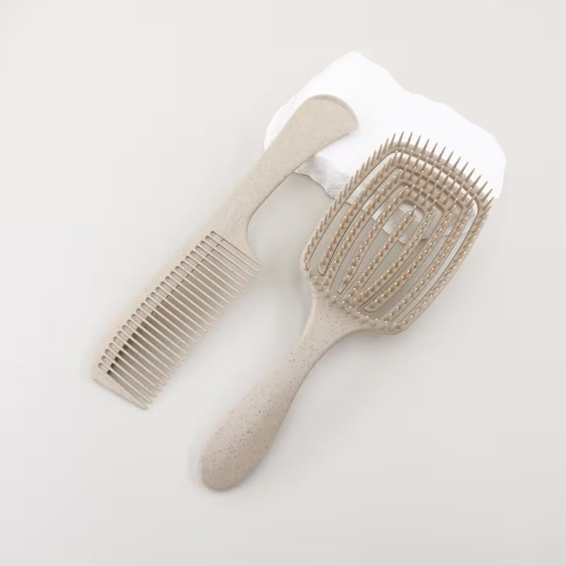 Organicecret Wheat Straw Detangling Brush Set for All Hair Types