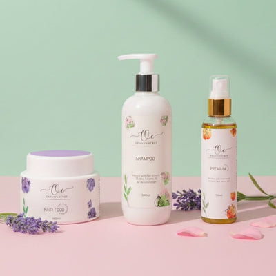 Organic Cecret The Trio Bucket with Premium Hair Oil, GloX Shampoo and Hair Food